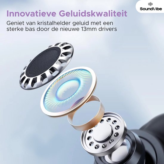 SoundVibe® - Kabellose Ohrhörer mit Geräuschunterdrückung - Schwarz - Bluetooth-Ohrhörer - Kopfhörer mit Geräuschunterdrückung - LX-10 Earpods mit Bildschirm - Funktioniert mit Apple und Android - Earpods USB C - Kabellose Ohrhörer - Drahtlose Ohrhörer