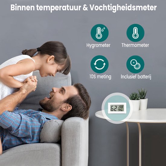 Ease Electronicz Hygrometer - Wetterstation - Luftfeuchtigkeitsmesser - Thermometer für Innenräume - inkl. Batterien