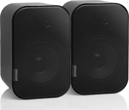 Artsound UNI20, 2er-Set Passivlautsprecher, 2-Wege-HiFi-Lautsprecher, 10-40 Watt, Wandhalterung mit Kugelgelenk, geeignet für Räume bis 20 m² wie Flur, Küche, WC, Farbe: schwarz