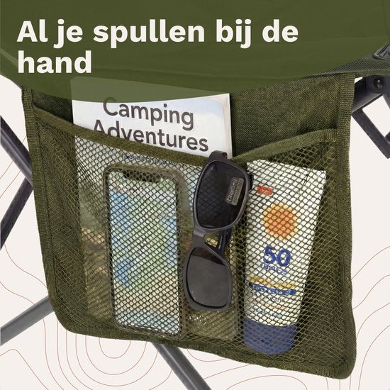 TRVLMORE Campingstühle XXL - klappbar - 2er-Pack - 160KG Tragkraft - Inkl. Tragetasche - Klappstuhl - Angelstuhl - Campingstuhl - Klappstuhl - Grün