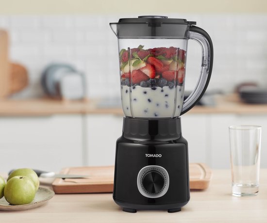 Tomado TTB1501B - Mixer - 1,5 Liter - 2 Geschwindigkeiten - 500W - Pulsmodus - Deckelschutz - Schwarz