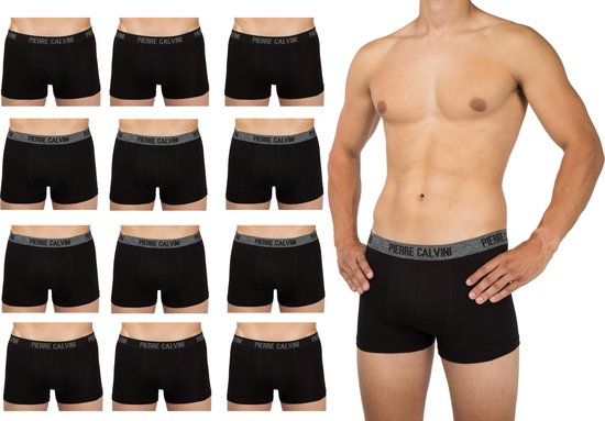Pierre Calvini - Herren Boxershorts - Herrenunterwäsche - 12 Stück - Größe L - Schwarz - Boxershorts Short Pipe