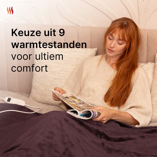 Seranova Electric Blanket XXL - 180x160 cm - 2 Personen Decke - Wärmedecke - Doppelseitig - Fleece Sherpa - Kastanienbraun