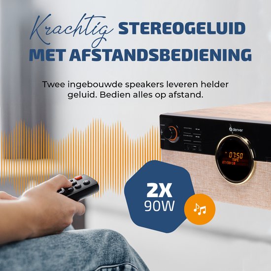 Denver Retro-Schallplattenspieler - Radio - CD - Kassette - Bluetooth - mit automatischer Abschaltung