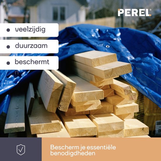 Perel-Abdeckplane, 12 Ösen, verstärkte Ecken, rechteckig, blau/grün, 70 g/m², 2 x 4 m