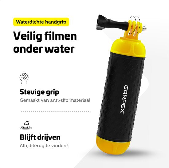 GarpexÂ® Floating Handgrip - Schwimmendes Stativ - Universal - Geeignet für alle Action-Kameras - Selfie Stick - Inklusive verstellbarer Handschlaufe und Daumenschraube