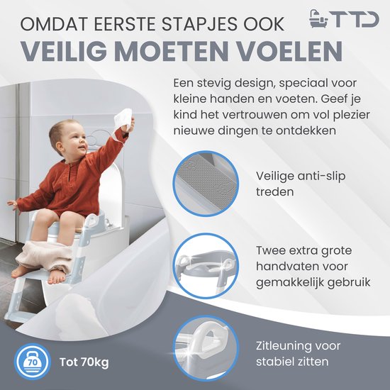 TTD® Töpfchen für Kleinkinder - Toilettentrainer mit Stufe - Toilettentrainer mit Stufe - höhenverstellbar und klappbar - 2 bis 8 Jahre - mit Belohnungssystem und Diplom