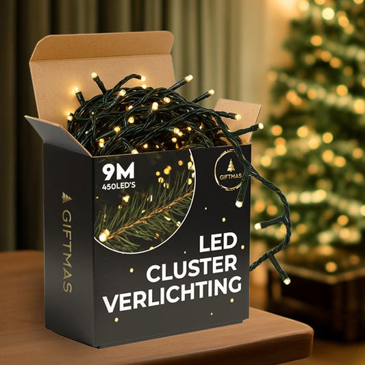 Giftmas Christmas Tree Lights - Weihnachtsbeleuchtung für den Außenbereich - 9M Cluster Lights - 450 warmweiße LEDs - Innen- und Außenbereich - Lichter mit warmer Atmosphäre