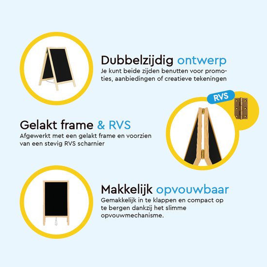 BRASQ Chalkboard Blank - 75x135 CM - Chalkboard - Werbeschild - Bürgersteigschild - Doppelseitig - für Innen und Außen - Gastgewerbe