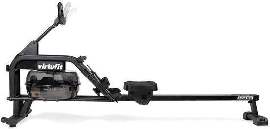 VirtuFit AQUA100i Rudergerät mit Wasserwiderstand - Einzelschiene - Inkl. Display, Tablet-Halter und Transportrollen - Kinomap & Fitshow - Max. 120 kg und 200 cm - Rudergerät - Rudergerät