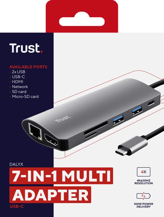 Trust USB-Hub – USB-Splitter – USB-Verteiler – USB-Anschlusserweiterung – Grau
