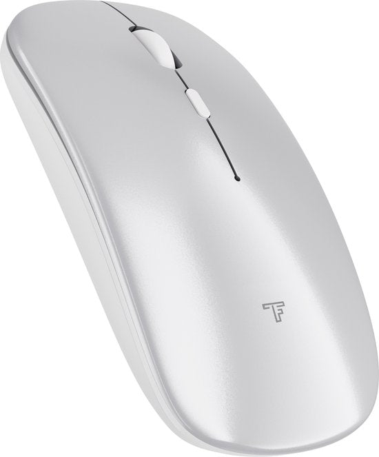 Trendfield Wireless Mouse - Wiederaufladbar - Bluetooth - Ergonomisch - Mit Silent Click - Für alle Laptops - Silber