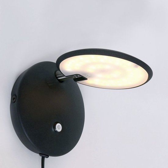 Steinhauer Zenith LED - Wandleuchte Modern - Schwarz - H:12cm - Ø:12cm - Universal - Für Innen - Metall - Wandleuchten - Schlafzimmer - Wohnzimmer