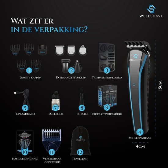 Wellshave 5 in 1 Barttrimmer Männer - Trimmer Bart und Körper - Bodytrimmer Männer - Bodygroomer Männer