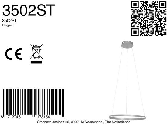 Steinhauer - Pendelleuchte - Ringlux - Stahl - Metall - Ø 60cm - LED - 3502ST