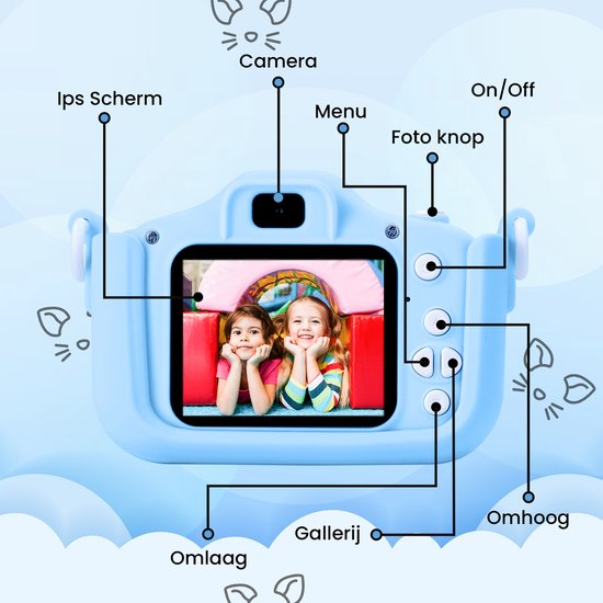 Bambini Kinderkamera - Digitalkamera für Kinder - Digitalkamera - Kinderkamera - 1080P HD - Blau