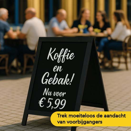 BRASQ Kreidetafel Schwarz - 55x 85 CM - Kreidetafel - Werbeschild - Bürgersteigschild - Einseitig - für Innen und Außen - Gastgewerbe