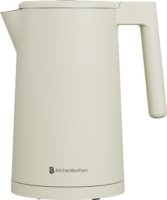 KitchenBrothers Wasserkocher - 1.7L - Mit Temperaturregelung - Elektrisch - Warmhaltefunktion - Display - Doppelwandig - Cool-touch - 2200W - Beige