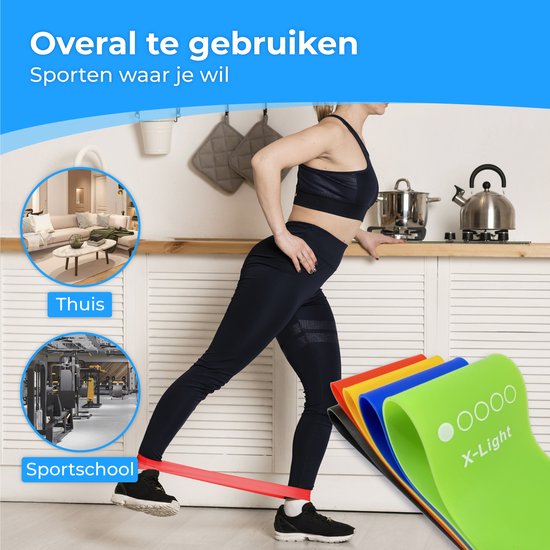 Nuvance - Resistance Bands Set inkl. Tragetasche - 5er Set - Resistance Band - Fitness Elastic - Inkl. eBook - Verschiedene Farben