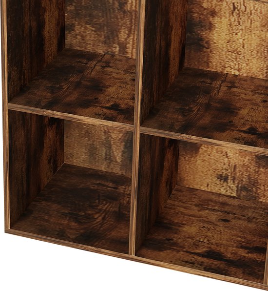 Bücherregal mit 6 offenen Fächern - Wandschrank - Fächerschrank - Farbe braun vintage