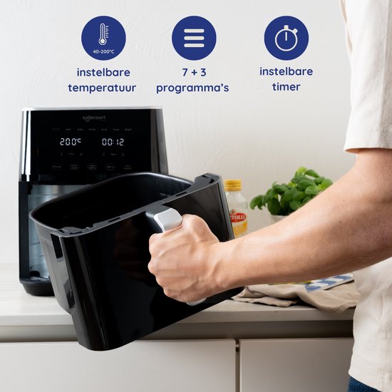 Safecourt Kitchen Airfryer XXL - Heißluftfritteuse - 1800W - 7L Kapazität - 40ÂºC bis 200ÂºC - Schwarz