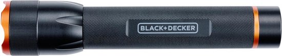 BLACK+DECKER LED-Taschenlampe - 350 Lumen - 6W - 200M Reichweite - 3 Lichtmodi: Hoch, Niedrig, Pulsierend - Schwarz/Orange