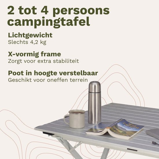 TRVLMORE Campingtisch - 80x58x71 cm - Leichtgewicht mit Aluminiumrahmen - Klapptisch verstellbar - Campingtisch - Klapptisch - Silber