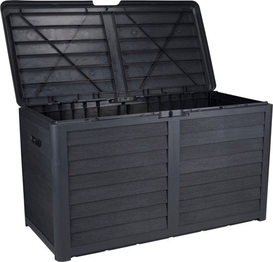 Lifetime Garden - Gartenkissenbox 420L – Aufbewahrungsbox mit Deckel 117,3 x 65,3 x 54,8 cm – Gartenbox mit Schlossoption – Für Garten und Garage – Kissenbox für den Außenbereich – Schwarz