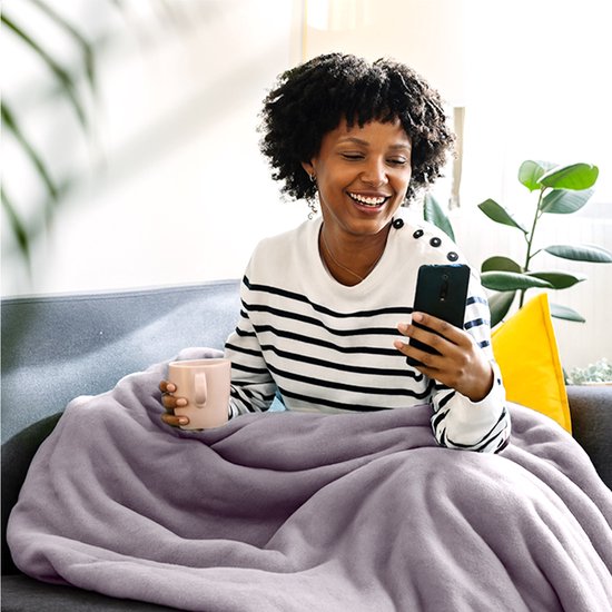 Auronic Electric Blanket - Wärmedecke - 1 Person - 3 Heizstufen - mit Timer - 160 x 120cm - Pink