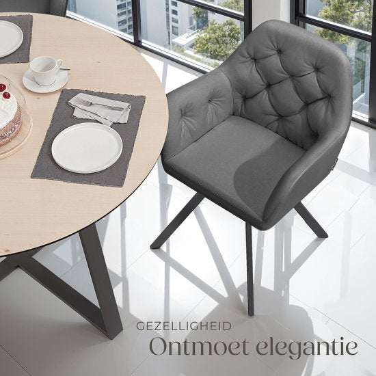 Tectake - Drehstuhl in Samtoptik - Ergonomisch - 180-Grad-Drehung - Anthrazit