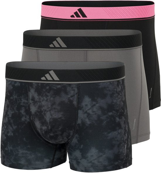 adidas Active Flex 3er-Pack Mikrofaser Boxershorts - Herren - Sportunterwäsche - Stretch - feuchtigkeitsregulierend - Schwarz/Grau - Größe XL