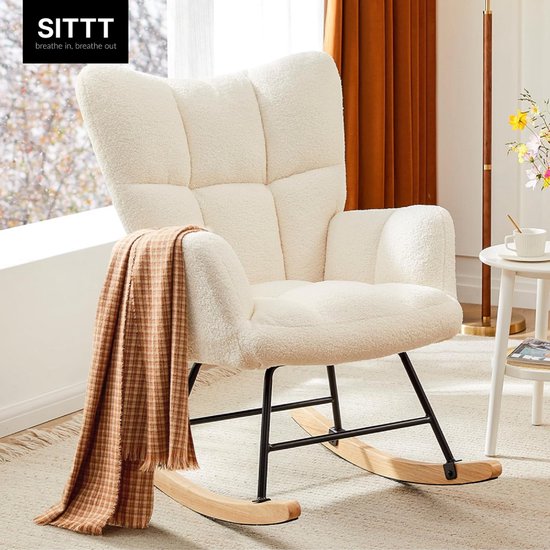 SITTT Schaukelstuhl - Entspannungssessel für das Babyzimmer - Sessel - Fütterungsstuhl - Cremeweiß - Beige
