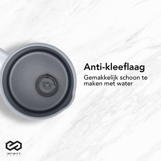 Infinity Goods 4-in-1 Elektrischer Milchaufschäumer - 350 ml - Aufschäumen und Erhitzen - Cappuccino - Spülmaschinenfest - Weiß