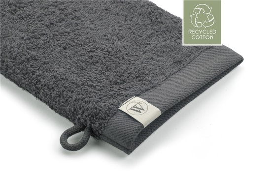 Walra Waschlappen aus recycelter Baumwolle – 2 Stück à 16 x 21 – 100 % Baumwolle, davon 70 % recycelt – Grau / Anthrazit