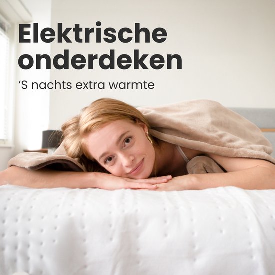 Auronic Electric Blanket XL - 190x160 cm - 2 Personen - Spannbetttuch mit elastischen Bändern - Heizdecke - Weiß