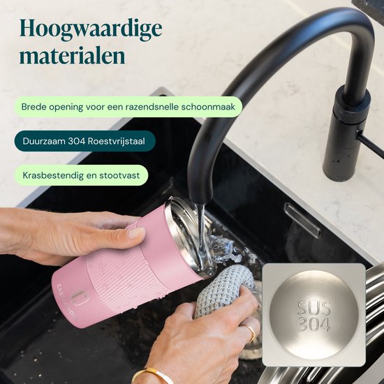 Castagnola Thermobecher – Kaffeebecher zum Mitnehmen – Reisebecher für Kaffee und Tee – Teebecher – 510 ml – Edelstahl – Rosa