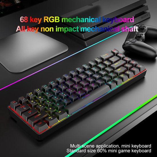 ZIYOU LANG T8 RGB Mechanische 68Tasten Gaming-Tastatur - Windows/Mac Spiele-Tastatur - Blauer Schalter - Mechanische Tastatur - Pink