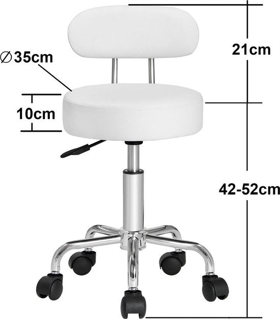 Casaria Drehhocker mit Rückenlehne - 360°/höhenverstellbar - Weiß