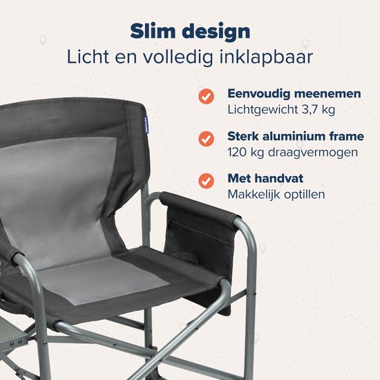 TRVLMORE Campingstuhl - Zusammenklappbar - Leichtgewicht - 120 kg Belastbarkeit - Schwarz