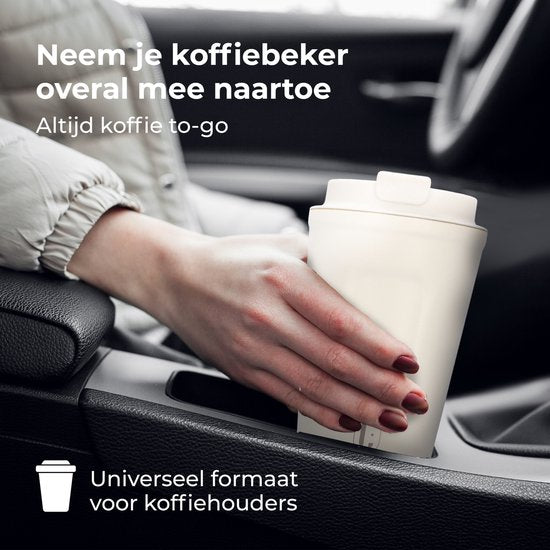 Castagnola Thermos Cup - Kaffeebecher To Go - Reisebecher für Kaffee und Tee - Teebecher - 380 ML - Edelstahl - Offwhite