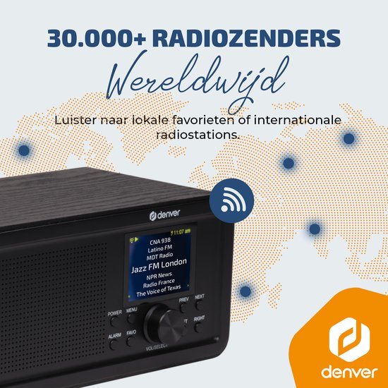 Denver DAB Internet-Radio - DAB - FM - Internet-Radio - Notfallradio - Bluetooth - Alarmfunktion - DIR200
