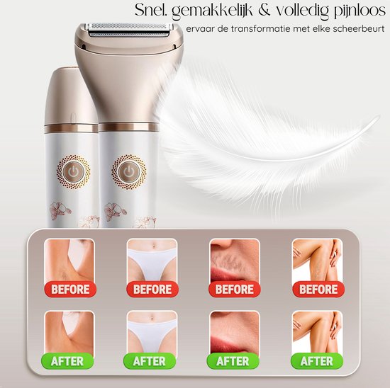 2-in-1 Ladyshave + Extra Scherkopf - Gesicht - Achseln - Beine - Bikinizone - Rasierer Frauen - Elektrischer Epilierer - Gesichtshaarentfernung Damen - Trimmer Frauen - Ladyshaves Bikini - USB Wiederaufladbar