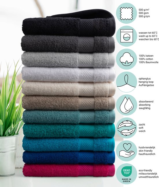 DoubleDry Hotelwaschlappen 16 x 21 cm - 6er Set - 100% Baumwolle 500 g/m2 - Weich und saugfähig - Weiß