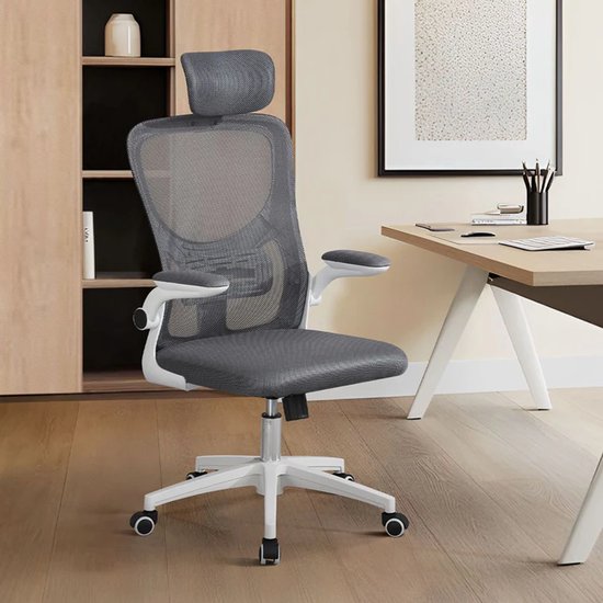 Juskys Ergonomischer Bürostuhl - Baltimore - Weiß / Grau