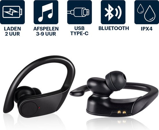 Grundig Wireless Bluetooth Earbuds - True Wireless Earphones Wireless - Ohrhörer mit bis zu 30 Stunden Spielzeit - USB-C Schnellladung - Komfortable Passform - Schwarz