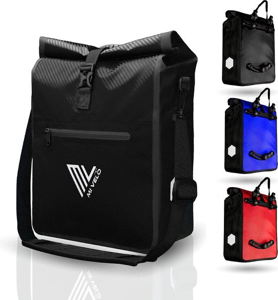 MIVELO Max - 2-in-1 wasserdichte Gepäckträgertasche für Gepäckträger - Carbon - 25L