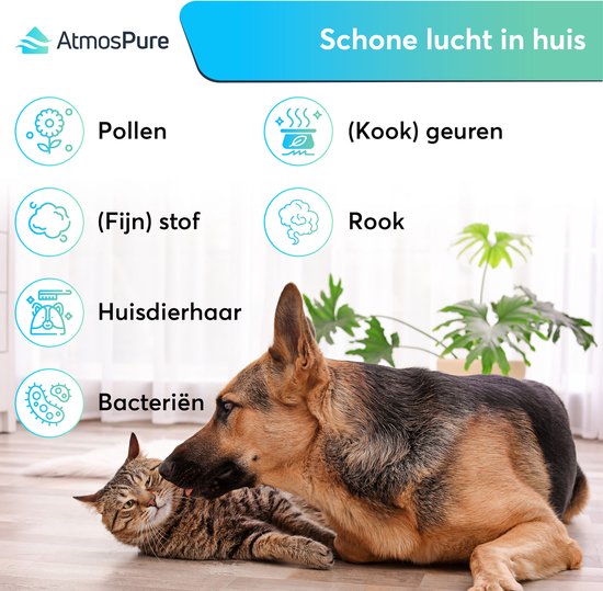 AtmosPure® CleanAir Luftreiniger - Luftreiniger mit austauschbarem HEPA 13 + Kohlefilter - CADR 250 m³/h - Schwarz - Für 98 m² - Wirkt gegen Staubmilben, Heuschnupfen, Allergien, -3 Modi + stiller Schlafmodus - Luftqualitätssensor