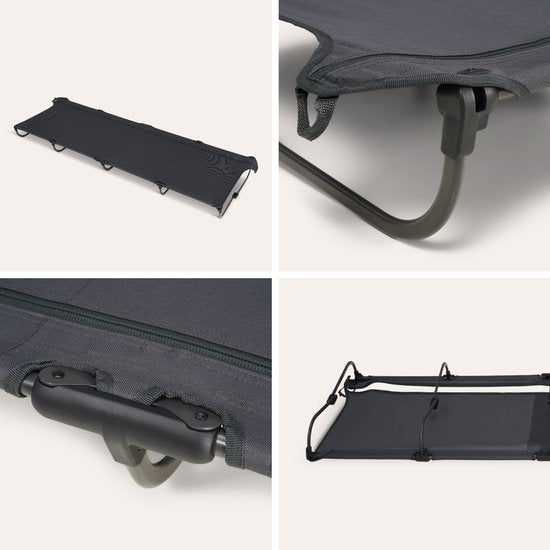 TRVLMORE Feldbett faltbar - 120KG Tragkraft - Campingbett inkl. Tragetasche - Liege 1 Person - Stahlrahmen - 193x66x15 cm - Grau