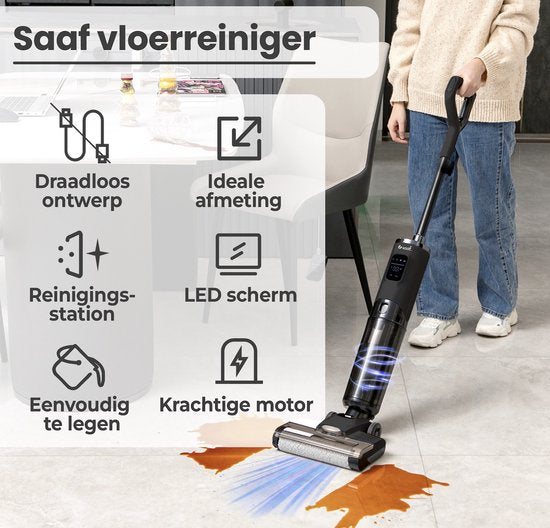 Bodenreiniger - 170W - Display, Reinigungsstation - Elektrowischmopp - Grau - von Saaf