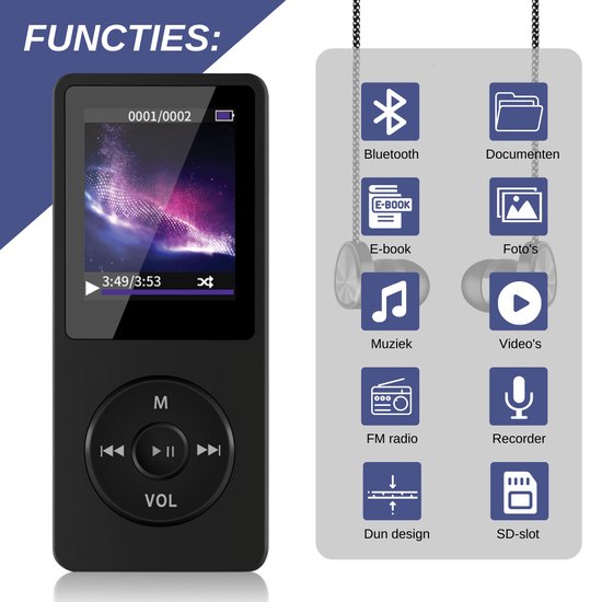 VAIVE HiFi MP3 / MP4 Player Bluetooth - Diktiergerät - Dicataphone - FM Radio